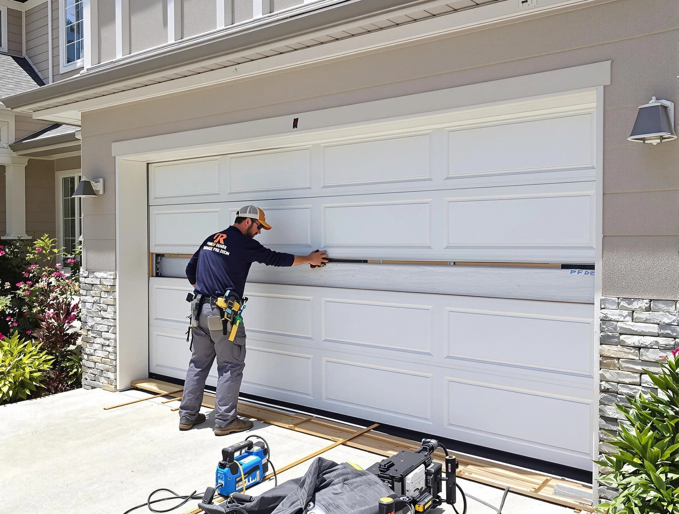 Kendall Park Garage Door Repair team performing complete garage door replacement at Kendall Park residence