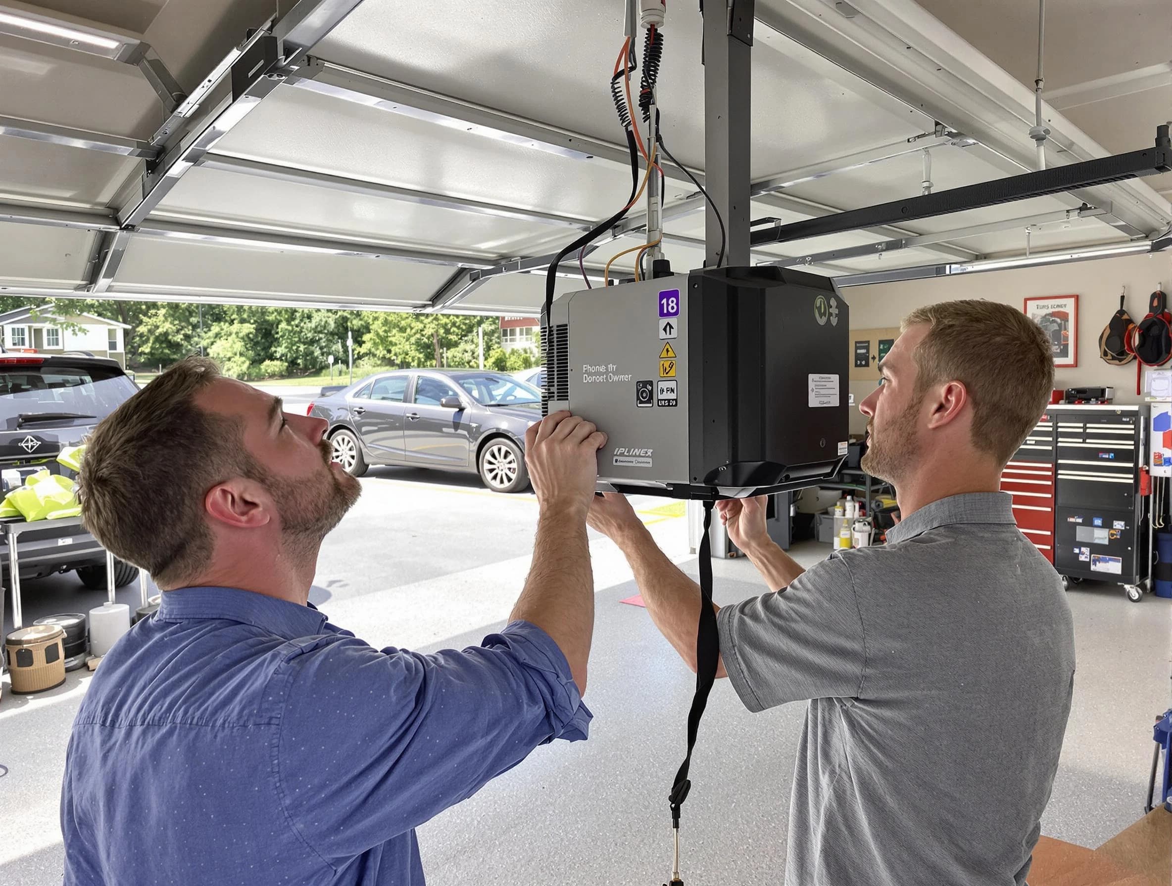 Kendall Park Garage Door Repair technician installing garage door opener in Kendall Park