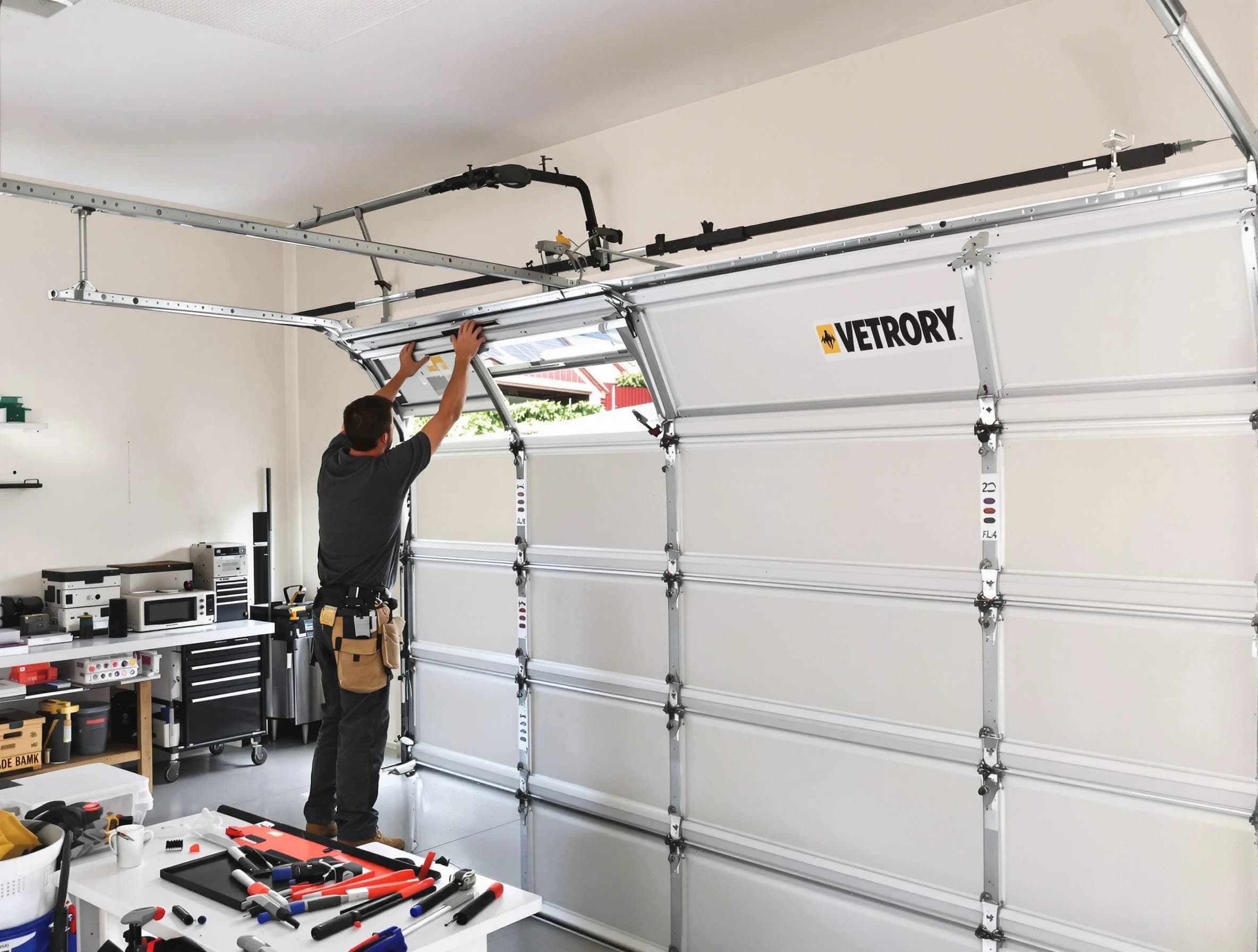 Kendall Park Garage Door Repair technician performing section replacement in Kendall Park