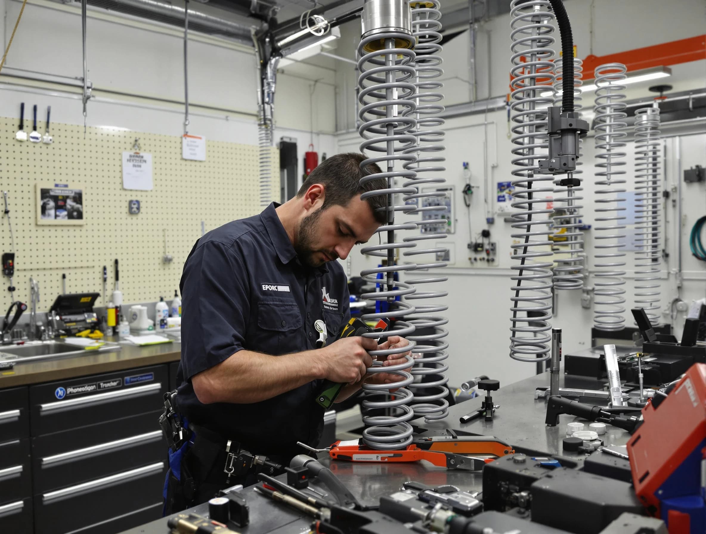 Kendall Park Garage Door Repair technician performing spring repair in Kendall Park